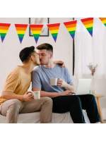 STARLEY - Pack 12 Banderas de Iris del Orgullo Gay – Guirnalda de 10 m para Decoración al Aire Libre en Jardín, Bar, Fiesta y Celebraciones | Ideal para Madrid Pride, Eventos LGBTI, Orgullo Gay y Fiestas Temáticas - details 1