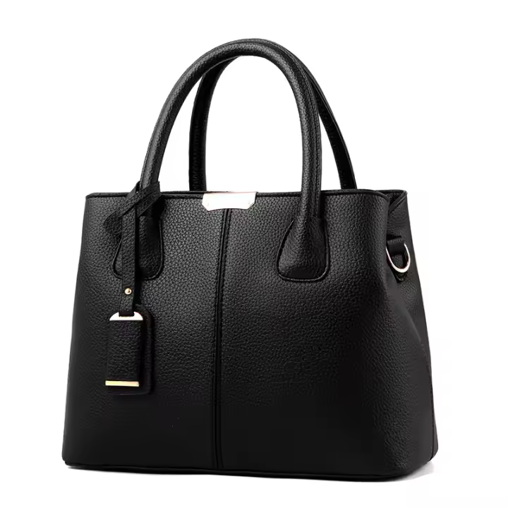 Bolso de cuero para mujer de gran capacidad, moda, fiesta, trabajo, negro - 1