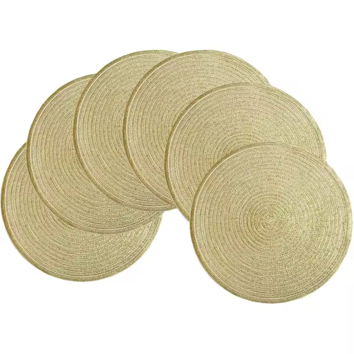 Dorados de Algodón trenzado - 38 cm Juego de 6 manteles individuales - 1