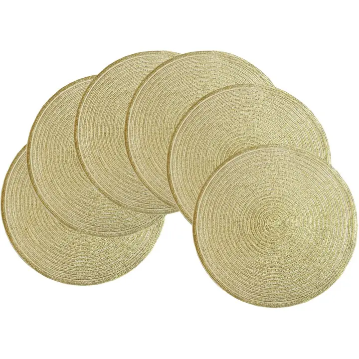 Dorados de Algodón trenzado - 38 cm Juego de 6 manteles individuales - 1