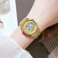 Reloj Digital Elegante Para Mujer En Oro Y Plata De Acero Inoxidable Reloj De Pulsera Electrónico Para Negocios Y Hombres - details 26