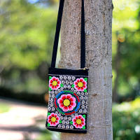 Bolso Bandolera De Estilo Étnico Vintage Para Mujer Con Bordado Pequeño Monedero Y Bolsillo Para Teléfono Móvil De 6.1 Pulgadas - details 8