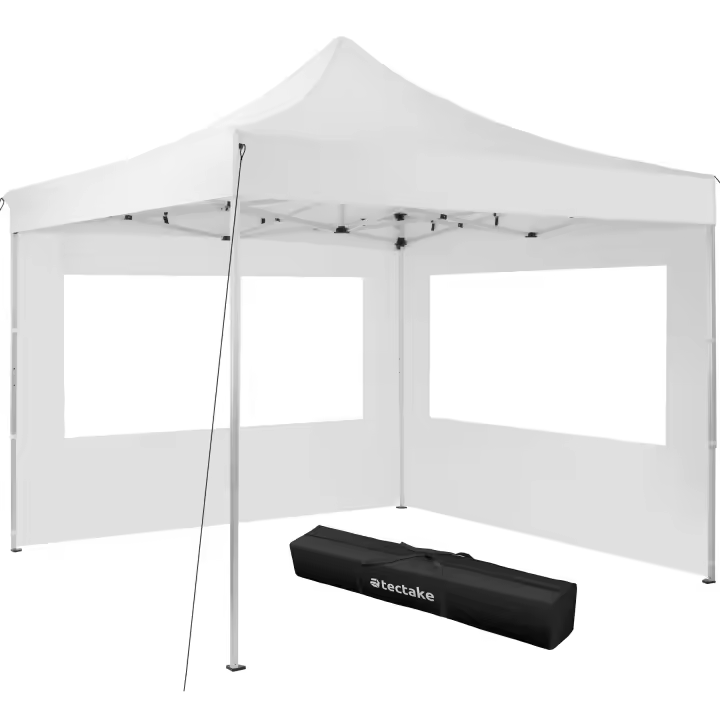 TECTAKE - Carpa OLIVIA 3 x 3 m con 2 paneles laterales  Estructura resistente y ligera, Regulable en cuatro alturas, Dos paneles laterales con ventanas - 1