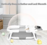 Portable foldable baby bathtub with built-in thermometer, non-slip mat, suitable for newborns, non-slip feet, safety plug, ergonomic design - details 2