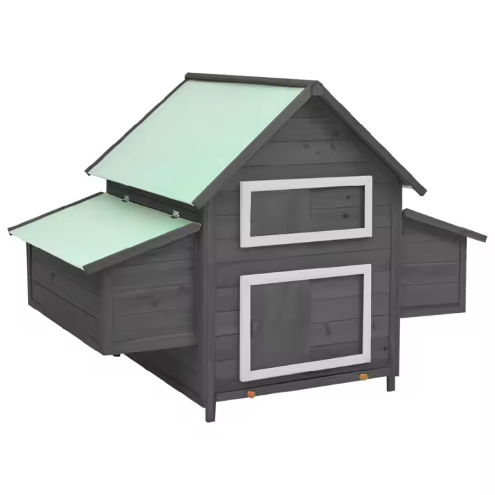 vidaXL GALLINERO MADERA MACIZA DE ABETO GRIS Y BLANCO 152X96X110 CM - 1
