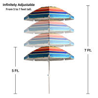 Sombrilla Playa Grande 160-240 cm, Sombrilla Plegable Multicolor a Rayas, Sombrilla Ligera con Bolsa Transporte, Protecciíon UV 50,  Sombrilla Exterior de Moda con Tubo Aluminio, Ideal para Aire Libre / Playa/ Verano - details 1
