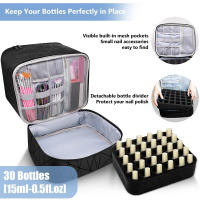 Esaltes Bolsa de Uñas, Organizador Pintauñas de Almacenaje Portátil de Doble Capa, Estuche Manicura Grande para Lámpara de Uñas y Accesorios, Neceser de Viaje (Rosa) - details 1