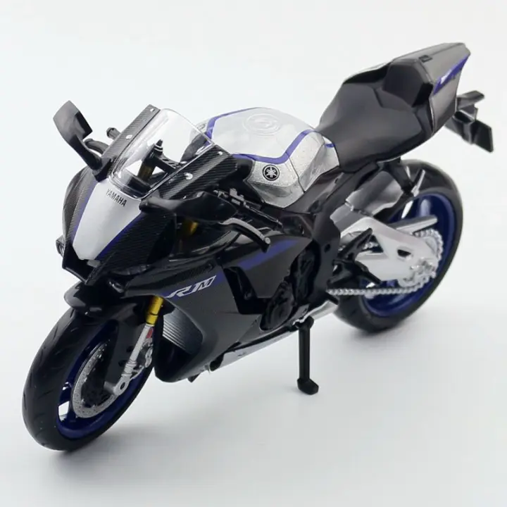 Modelo De Motocicleta Yamaha YZF-R1M a Escala 1/12 En Aleación De Zinc Simulación De Metal Para Colección Y Decoración Juguete Para Niños Regalo Azul Blanco Negro - 1
