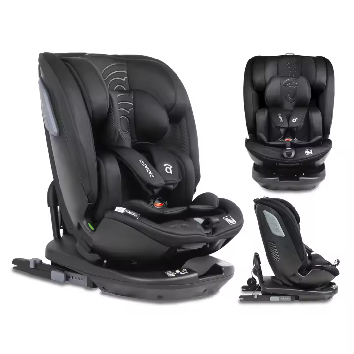 Silla de Auto Asalvo Panafix Negro - Silla de Auto con Sistema Isofix, Giratoria 360º, Orientación Contramarcha hasta 105 cm, Reclinable con Protección Lateral y Ventilación Trasera - 1