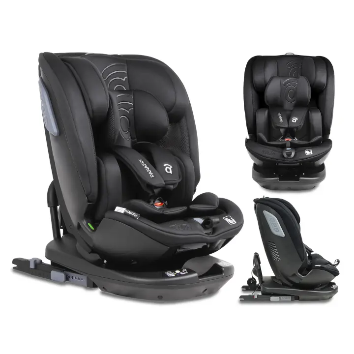 Silla de Auto Asalvo Panafix Negro - Silla de Auto con Sistema Isofix, Giratoria 360º, Orientación Contramarcha hasta 105 cm, Reclinable con Protección Lateral y Ventilación Trasera - 1