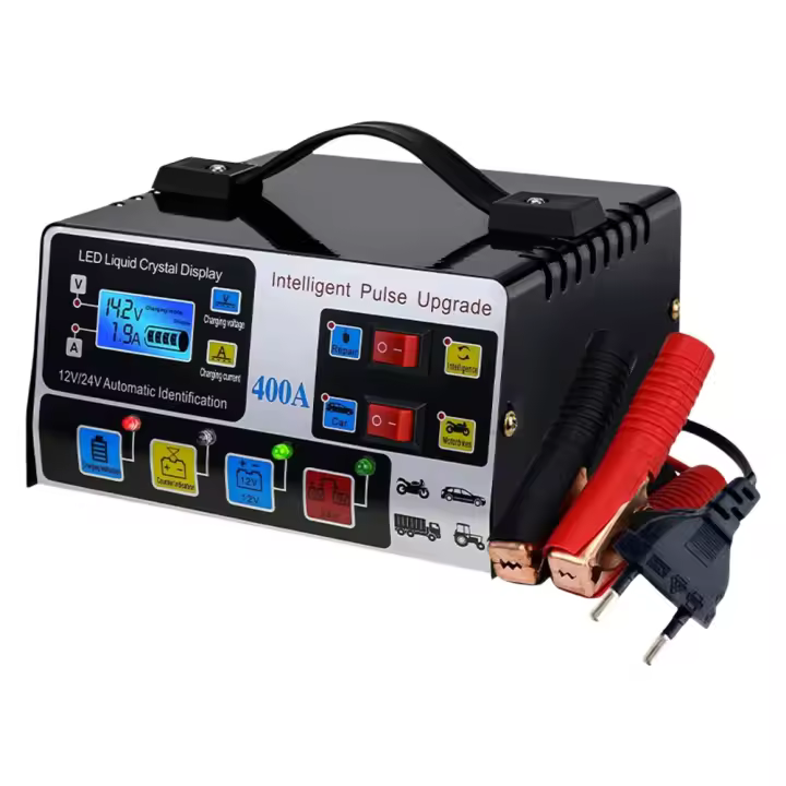 Cargador De Batería Para Coche 12V/24V Carga Automática 400A 220W Reparación De Baterías Metal Resistente Para Vehículos - 1