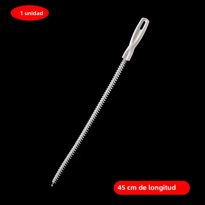 Cepillo De Limpieza Para Baño Y Cocina Flexible Espiral Eliminador De Obstrucciones De Tuberías Cepillo De Drenaje Para Lavabo Y Inodoro Material Plástico Ecológico - 1