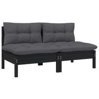 vidaXL Sofá de jardín de 2 plazas con cojines madera maciza pino Marrón y gris, Natural y crema, Blanco Conjunto Terraza Muebles Jardín Exterior Juego de Muebles de jardín Mueble Jardín Exterior Muebles de Salon Exterior - details 1