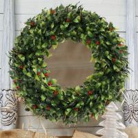 XIYA FLOWER Coronación De Navidad Artificial Roja Bayas Espina Hoja Ringe 43 Cm / 16.92 Pulgadas Material PE Decoración De Hogar - details 0