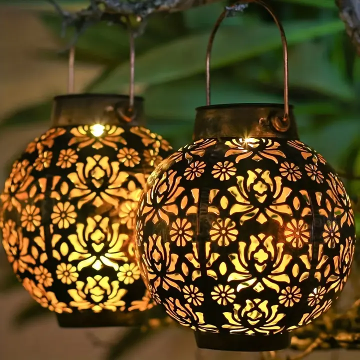 Lámpara Solar LED Metálica Para Jardín Luces Colgantes De Noche Para Exterior Patio Jardinera Courtyard Decoración De Mesa - 1