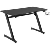 HOMCOM Mesa Gaming 120x65x74,5 cm Escritorio Ergonómico Gaming desk para Computadora PC con Portavasos Gancho para Auriculares y Pies Ajustables Efecto de Fibra de Carbono - details 1