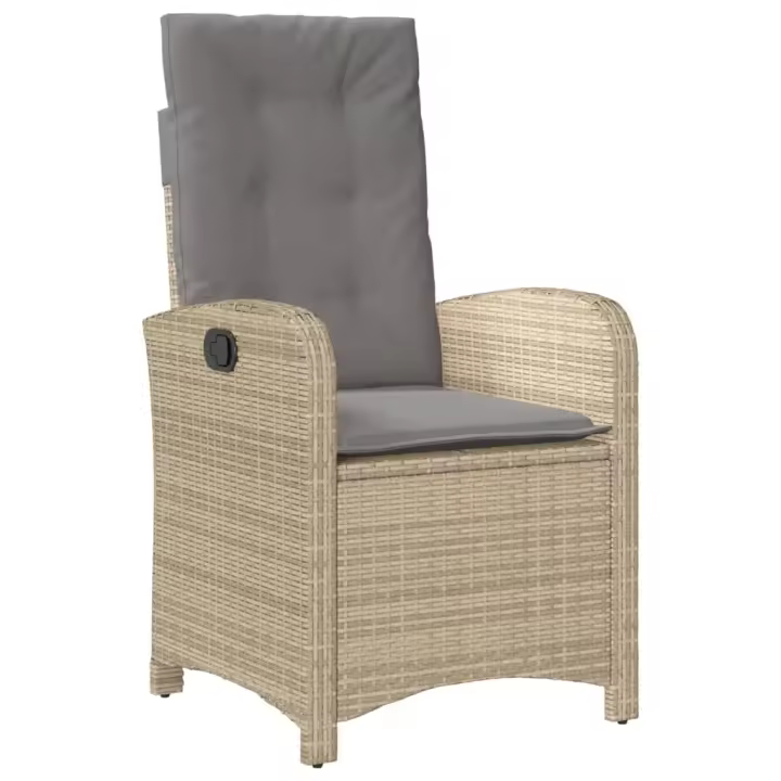 Sillón reclinable de Jardín con almohadas PE beige mezclado - 1