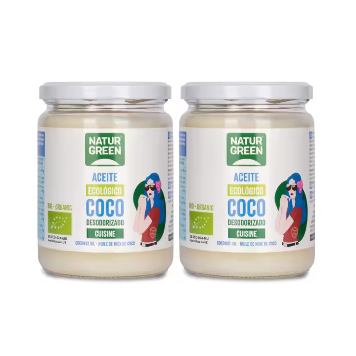 Aceite de Coco Cuisine Suave Bio | 400g | Pack de 2x | Especial para cocinar y repostería | Sabor neutro, sin olores intensos | 100% vegetal y ecológico | NATURGREEN - 1