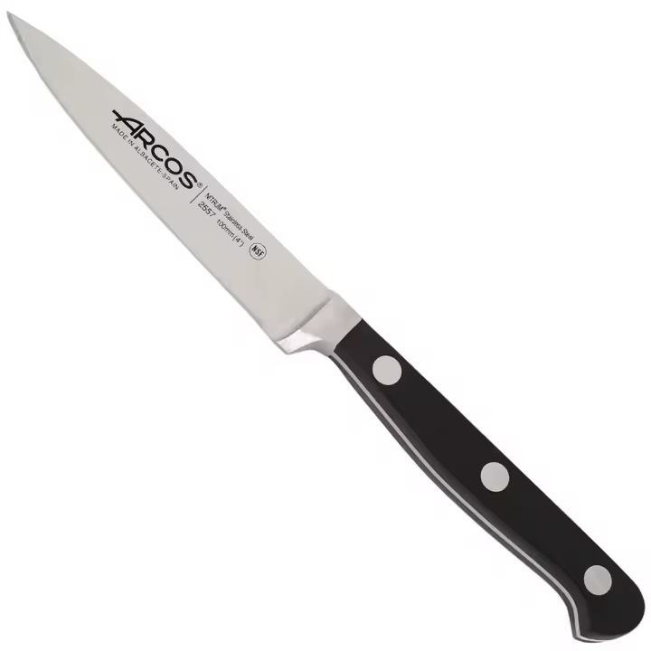 ARCOS Clásica - Cuchillo Mondador (100 mm) - Hoja de Acero Inoxidable Forjado Nitrum® - Mango Negro de Polioximetileno (POM) - 1