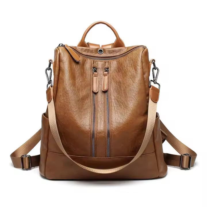 Mochilas antirobo para Mujer, mochilas escolares marrones para estudiantes, mochilas de viaje Grande de cuero para portáthil vintage impermeable para adolescentes - 1