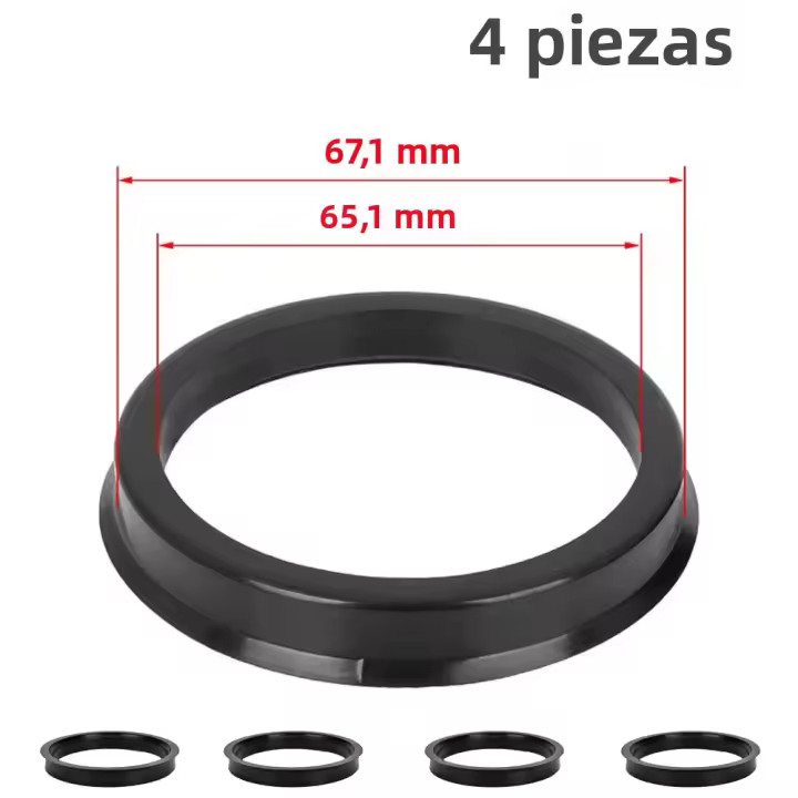 Juego De 4 Anillos Centrinos De Eje Para Coche Accesorios Plásticos Diámetro Exterior = 73.1mm Diámetro Interior = 67.1mm - 1