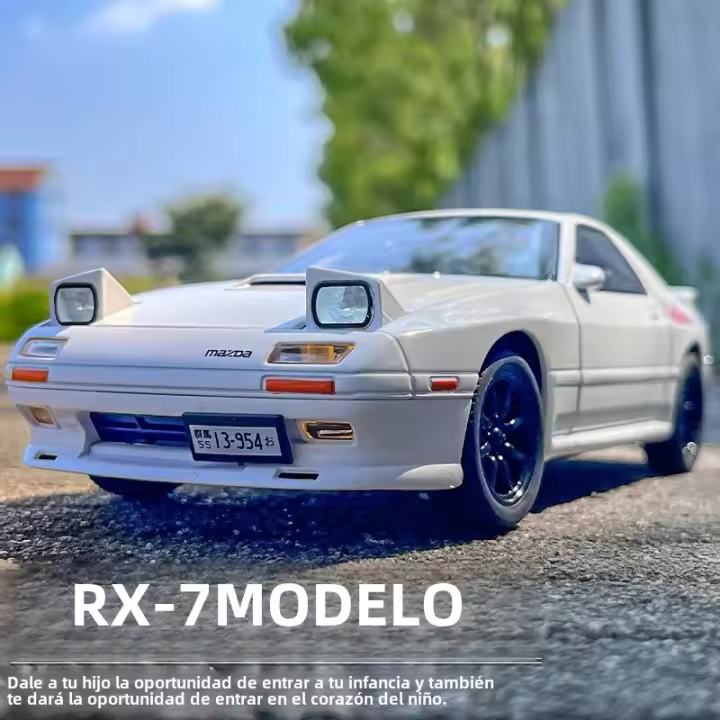 Coche De Acción Initial D Mazda RX7 RX-7 FC Escala 1:24 Con Sonido Y Luz Vehículo Diecast Para Niños Regalos Material Metálico Sin Batería - 1