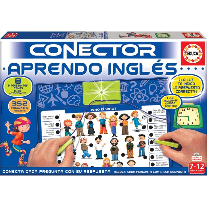 Educa - Conector Aprendo Inglés, Juego Educativo para niños a Partir de 7 años Donde aprenderán lo Fundamental del inglés: Vocabulario, verbo, Las primeras Fases, con más de 350 Preguntas - 1