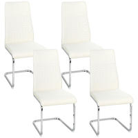 HOMCOM Juego de 4 Sillas de Comedor, Sillas de Cocina con Asiento y Respaldo Acolchado, Tapizado en Terciopelo, Patas de Acero, para Oficina, Conferencia, Sala de Estar, Crema - details 0