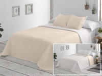 Colcha Doble Cara 5 Colores - Gris Nube, Blanco Nieve, Turquesa, Beige Arena y Azul Cielo | Tallas Exactas 90, 105, 135 y 150 cm | Incluye 1-2 Fundas de Almohada Reversibles | Tejido Poliéster Ultra Suave Antipilling y Secado Rápido - details 0