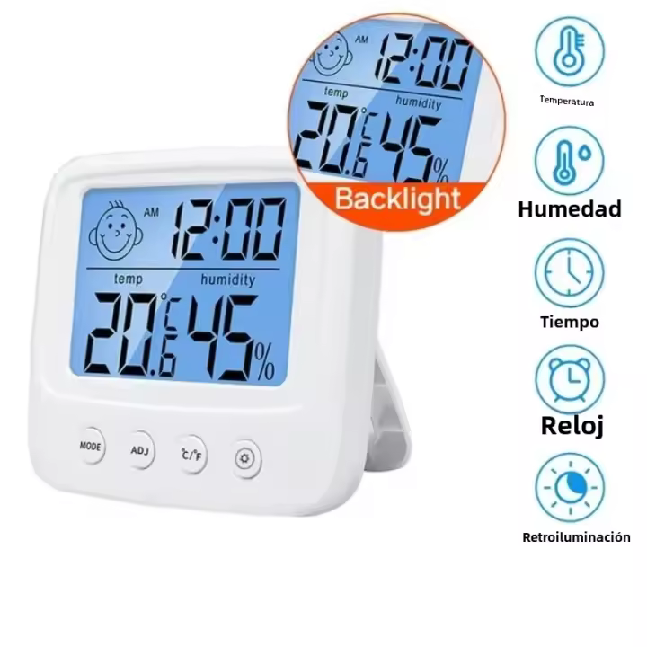 Estación Meteorológica Digital LCD Para Habitación De Bebé Medidor De Temperatura Y Humedad Con Iluminación Retroiluminada Higrómetro Termómetro Para El Hogar - 1