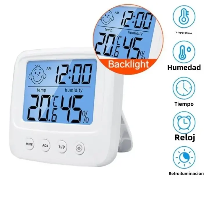 Estación Meteorológica Digital LCD Para Habitación De Bebé Medidor De Temperatura Y Humedad Con Iluminación Retroiluminada Higrómetro Termómetro Para El Hogar - 1
