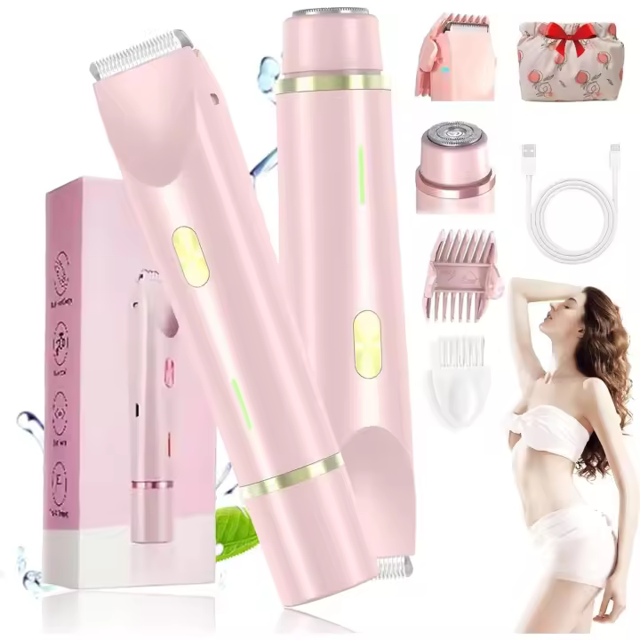 Afeitadora Whimsyard 2025 nueva para mujeres, afeitadora eléctrica Beauty Bloom, afeitadora corporal Glowshave 2 en 1 para mujeres, recortadora de vello sin dolor recargable para rostro, labios, mentón, axilas, piernas (rosa) - 1