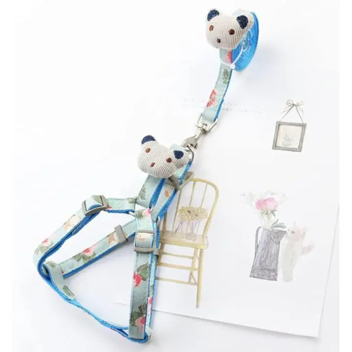 Verde - Arnés Conjunto de Correa Ajustable para Perro y Gato - Impresión - Ideal para Perros Pequeños y Medianos - Azul - Talla S - 1