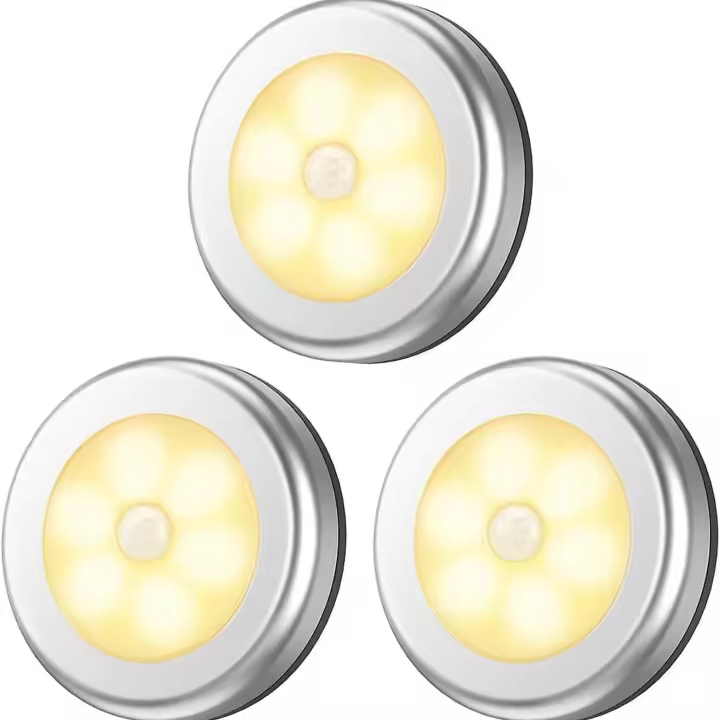 Luz LED nocturna con detector de movimiento, 3 unidades, funciona con pilas - 1