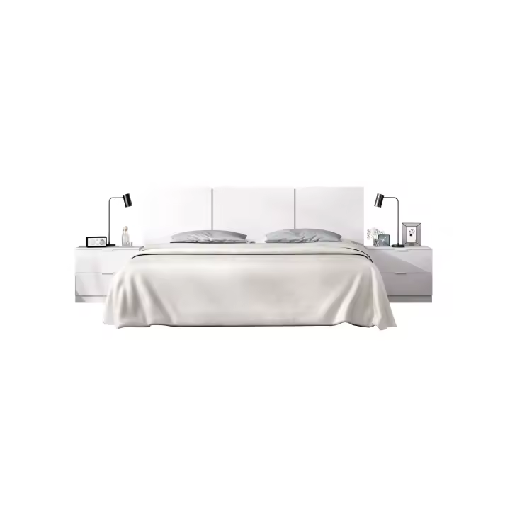 DEKIT GRUPO RIMOBEL HAVANA - CABECERO DE 3 PLAFONES CON DOS MESITAS DE 2 CAJONES - BLANCO - 96 x 256.8 x 34.2 cm - 1
