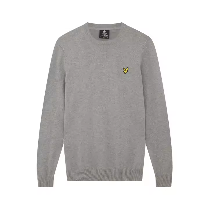 Lyle & Scott Cotton Merino Crew Neck Jumper - Mid Grey Marl - 1