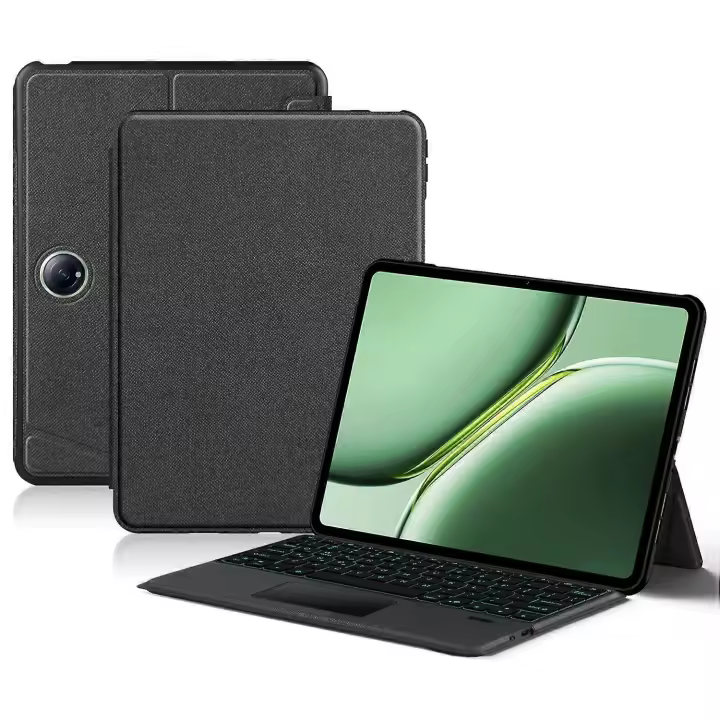 For OnePlus Pad Go Leather Case+Bluetooth Keyboard with Backlight Trackpad - 1