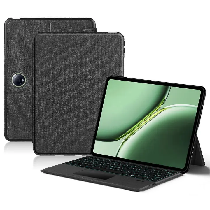 For OnePlus Pad Go Leather Case+Bluetooth Keyboard with Backlight Trackpad - 1