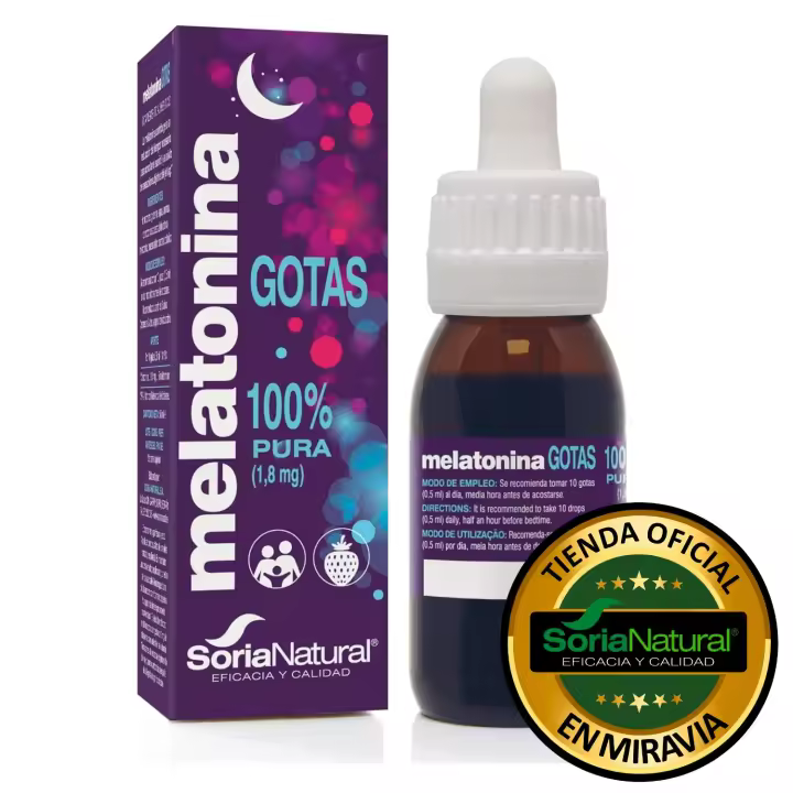 Soria Natural Melatonina Pura Gotas 1.8 Mg - Para Dormir Profundamente Sueño - 100% Pura - Niños y Adultos - Melatonia - 1