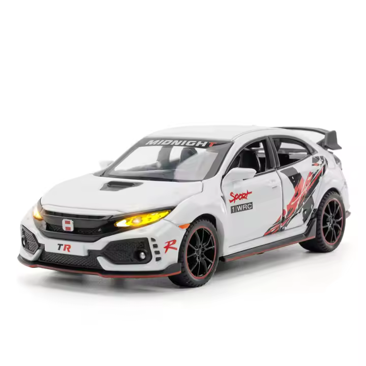Modelo De Coche CIVIC TYPE-R a Escala 1:32 Con Puertas Abiertas Luz Y Sonido Función Retroceso Metal Y Plástico Regalo Para Niños - 1