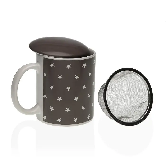 Mug Infusión/Flitro Avalon  Porcelana Blanco Gris con Estrellas  (12x8x10 cm) - 1