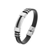 Pulsera De Acero Inoxidable Para Hombre Cadena De Pulsera De Silicona Con Encaje De Ruina Negra Estilo Punk Casual Y Elegante - details 5