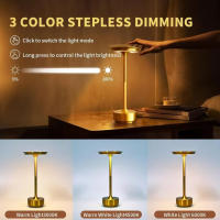 Lámpara De Mesa Recargable Inalámbrica Para Dormitorio Lámpara De Tocar USB-C Creativa Para Camping Y Escritorio Negro Moderno Dimmer - details 1