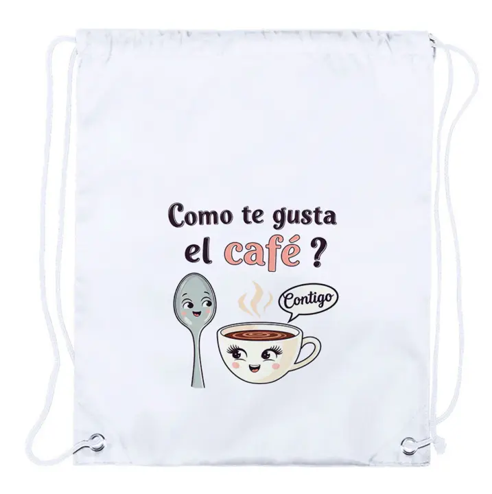 3 Mochilas de cuerdas frase bonita amor san valentin aniversario novios café juntos contigo playa piscina picnic excursion - 1