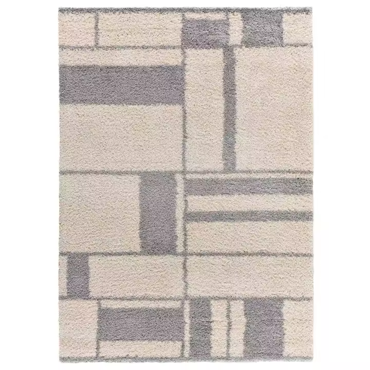 Alfombra interior shaggy geométrica en beige y gris - HELIA 8816 | 80x150, 133x190, 160x230 cm - 1