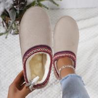 Botas De Piel Sintética Con Tacón Bajo Y Suela Gruesa Para Invierno 2024 Estilo Étnico Botines De Plush Adecuadas Para Mujer - details 4
