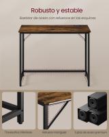 Escritorio con luz led y tomas de corriente integradas, para juegos y oficina, ideal para estudio y dormitorio, diseño compacto ahorra espacio, marrón rústico o negro ébano, 50x100x76 cm - details 4