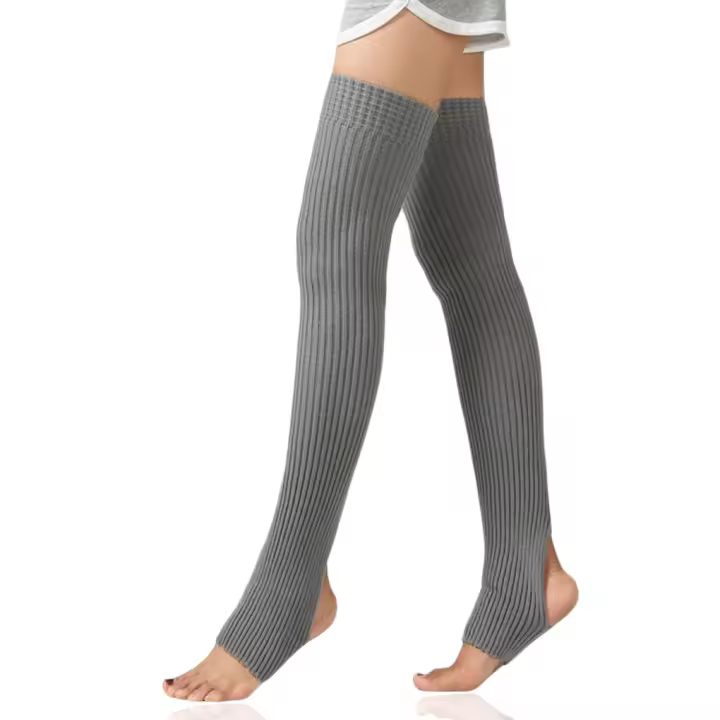 Calentadores De Piernas De Moda Calcetines Largos Sin Pies Acolchados Para Invierno Danza Yoga Baile Stockings Transpirables - 1
