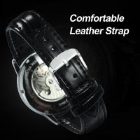 Reloj Mecánico Forsining De Lujo Con Esqueleto Y Tourbillon Para Hombres Con Correa De Cuero Genuino Zona Horaria Dual Fase De La Luna Resistente Al Agua Y Shock - details 8