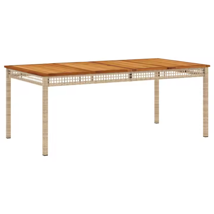 Mesa de Jardín sintético madera Acacia beige 180x90x75 cm - 1